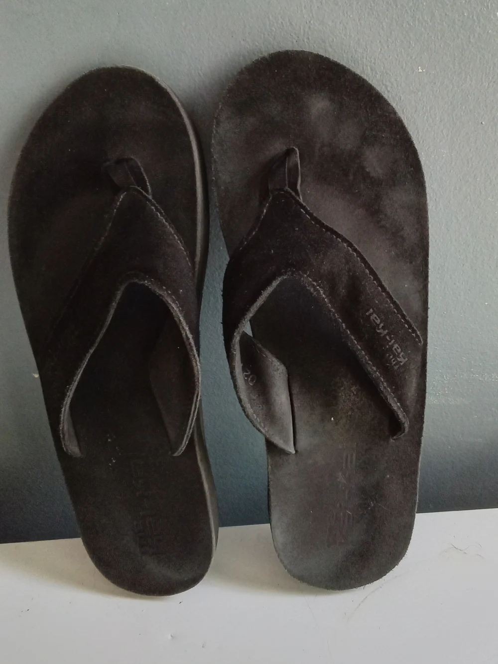 Montauk New York Kai-Kai Mens Black Suede Flip Flop Sandals‎ Size 11 EU 45